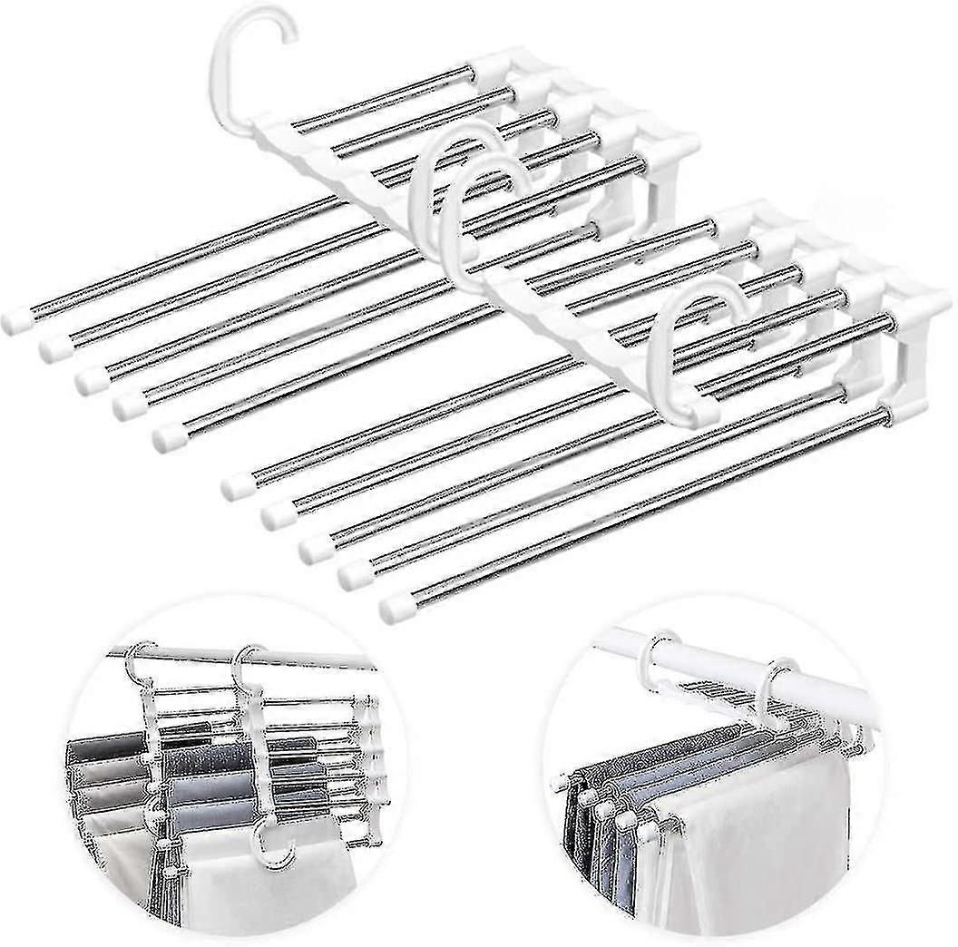 2pcs Household Multi-functional Pants Rack Cm-003 White Five Tube