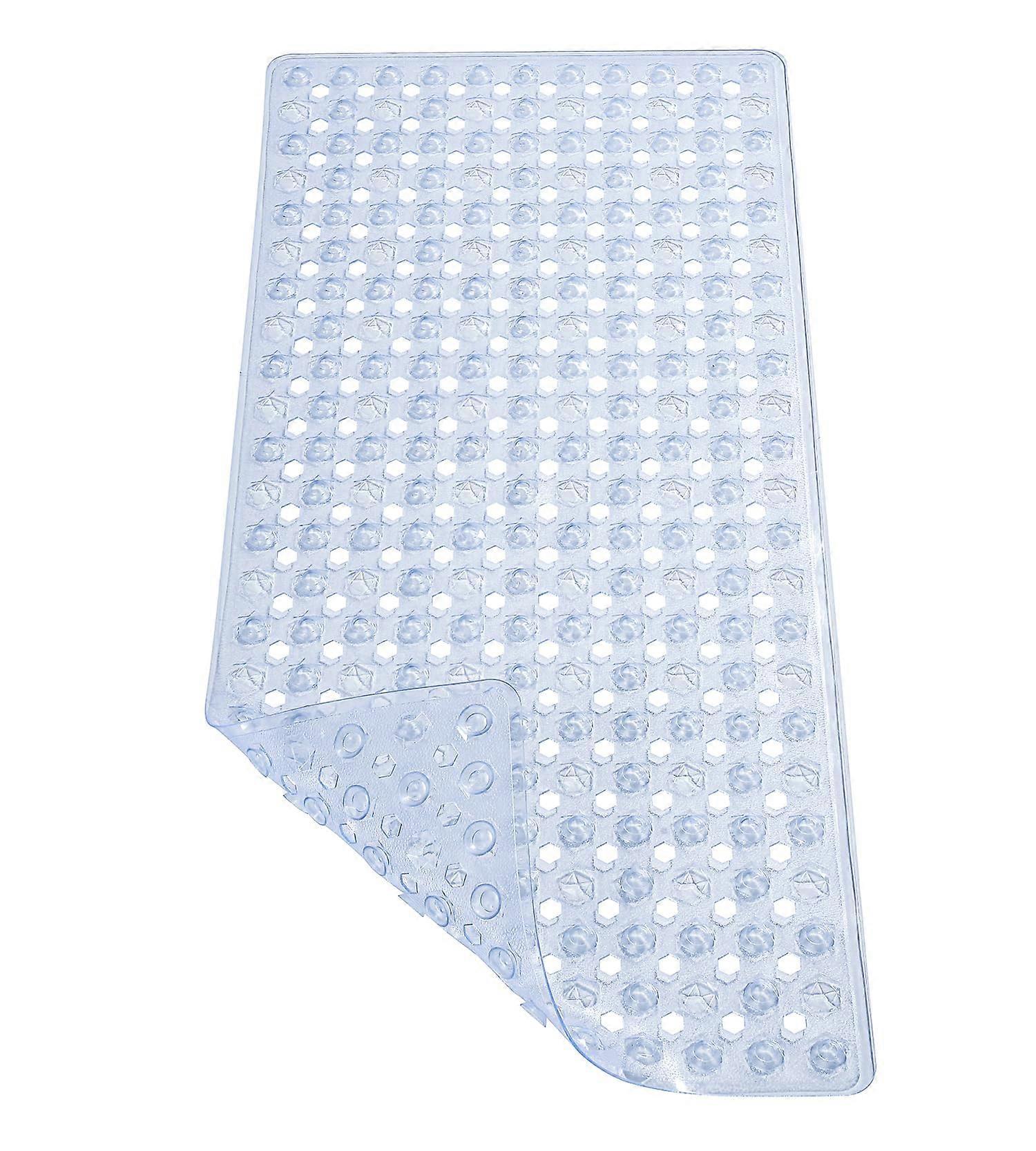 Non-Slip Bath Mat for Shower and Tub, Long Size with Suction Cups, Soft Material, Gray Color, Easy to Clean