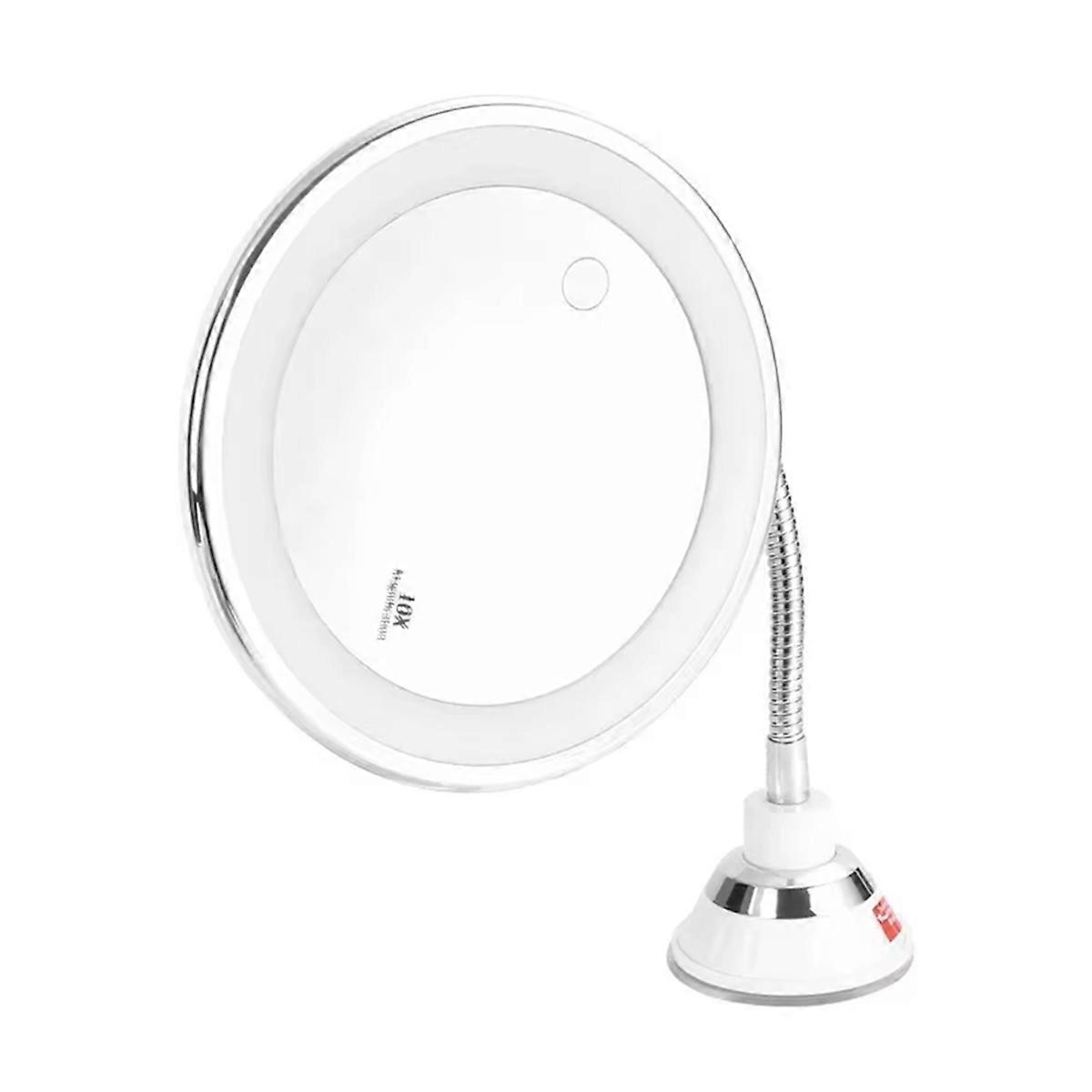 Flexible Gooseneck Makeup Mirror with LED Light 10X Magnifying Mirror Suction Cup Bright Diffused Light and 360 Degree