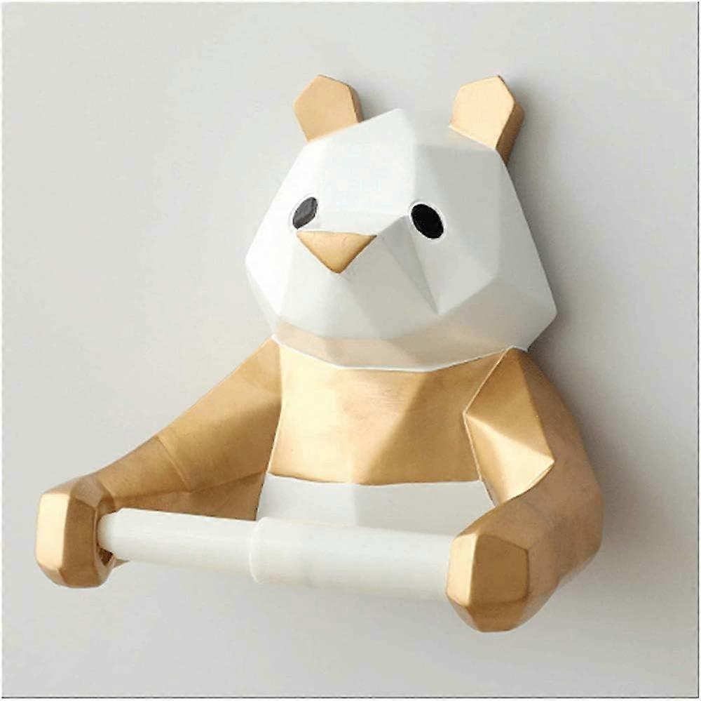 バスルームの壁の装飾のための幾何学的なブラックパンダトイレットペーパーホルダー - ゴールド