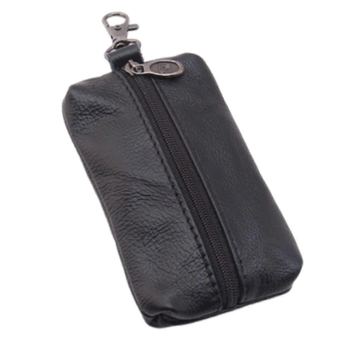 Leather Key Case Wallet with Zipper & Key Ring, Stylish Durable Design