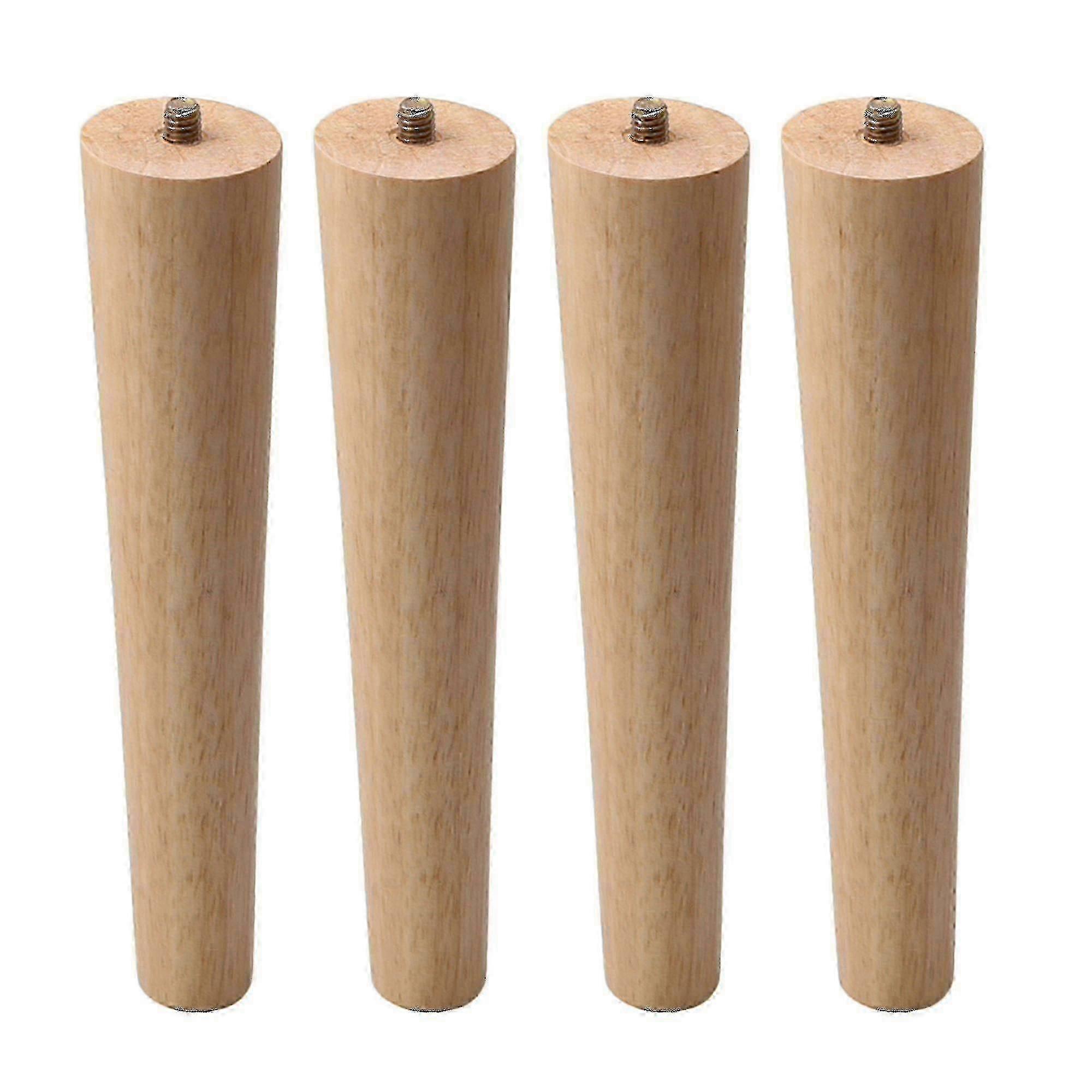 unique 4pcs Solid Wood Round Tapered Chair Table Legs 25mm Bottom Dia M8 Thread