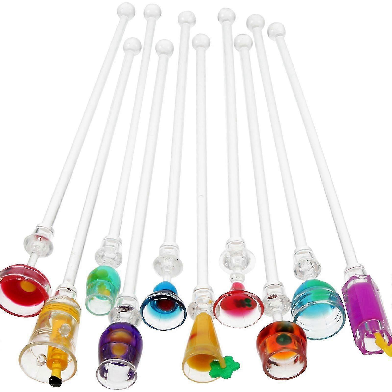 OUNONA 10pcs 23CM Cocktail Drink Mixer Bar Stirring Mixing Sticks with Colorful Miniature Accessory (Random Color)