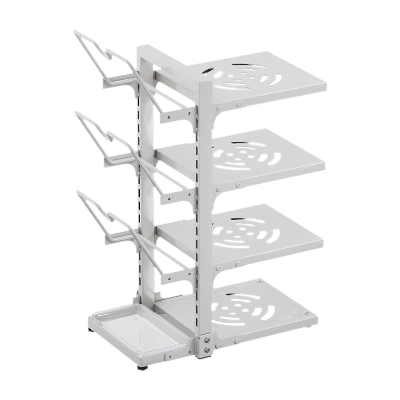 Adjustable Pot Pan Organizer Rack 4 Tiers Pot Storage Rack for Baking Sheets