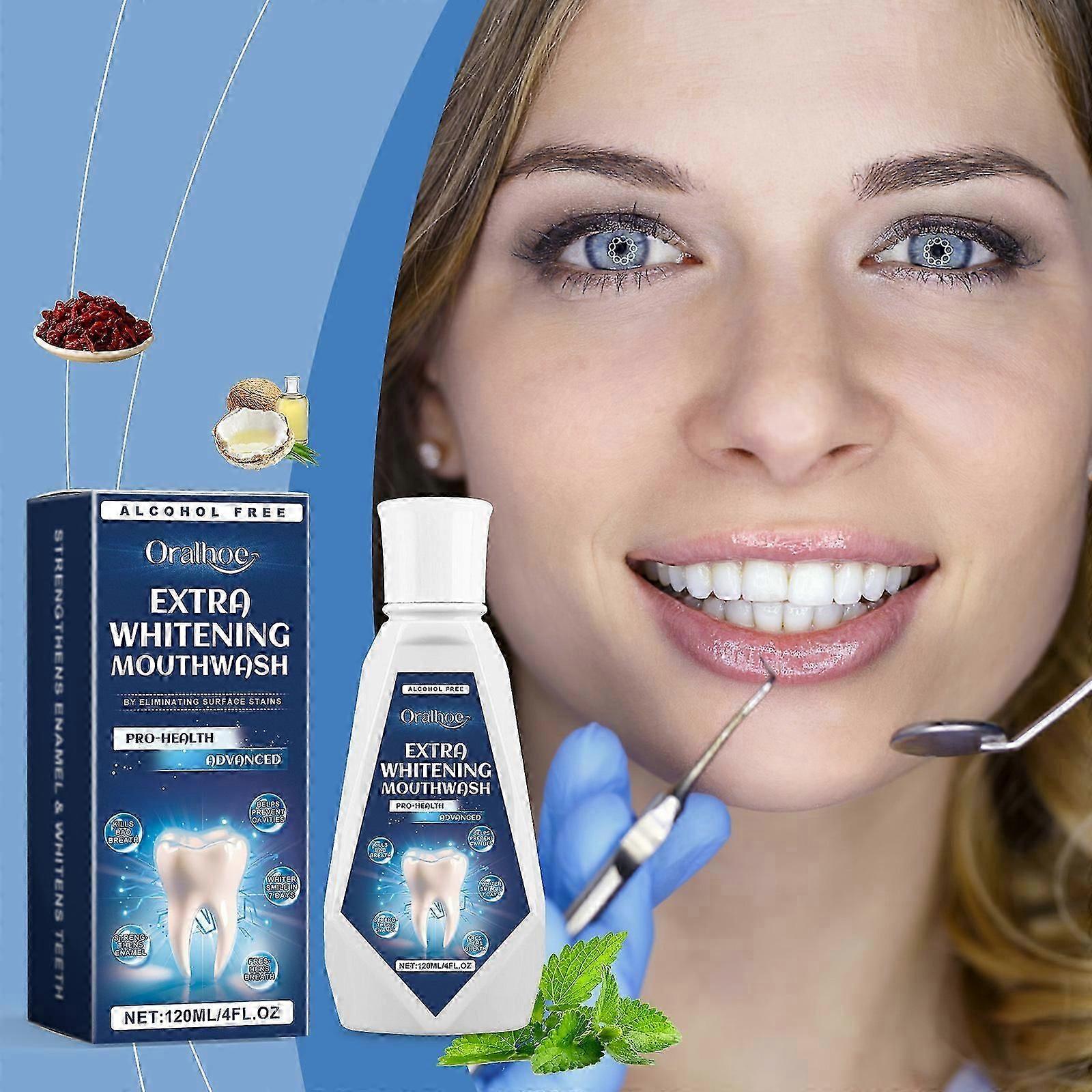 Pro-Health Advanced Mouthwash, Extra Whitening Mouthwash, Energizing Fresh Mint Flavor, Whitening Teeth and Fresh Breath, 120ml