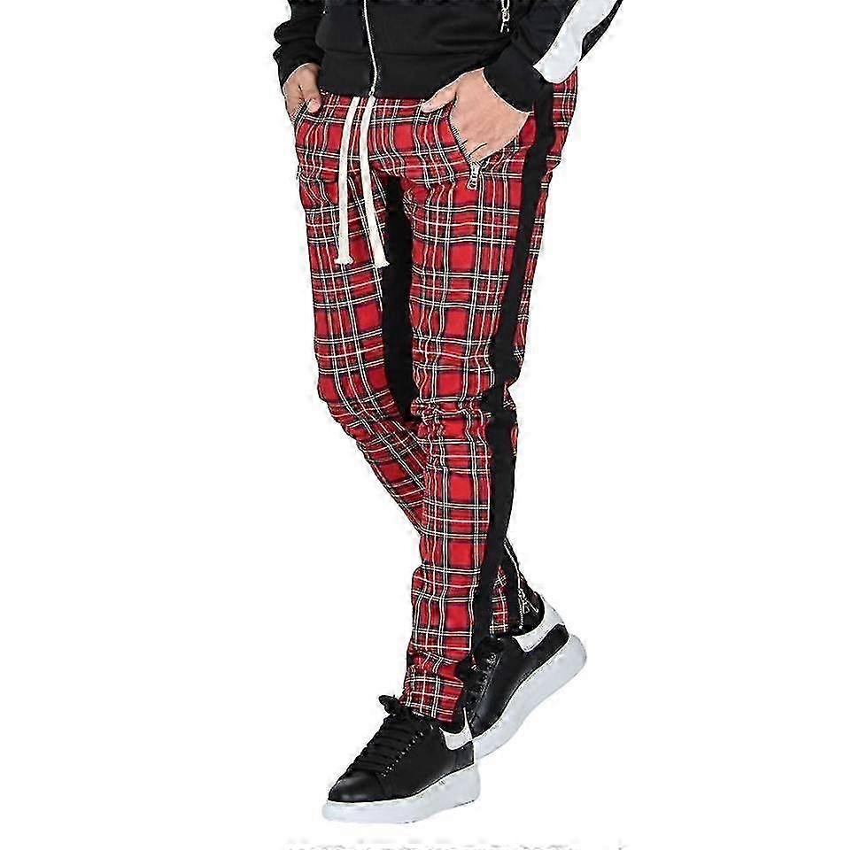"Men's Essential Solid and Plaid Stripes Premium Track Pants"