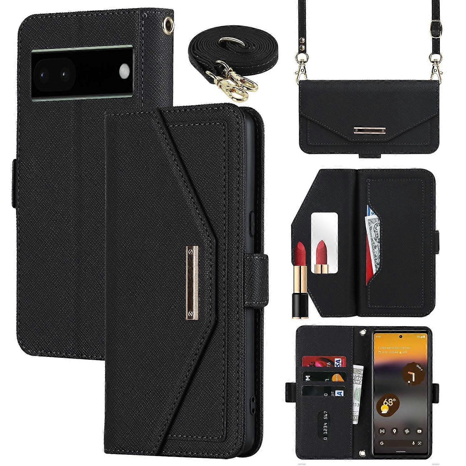 Cross Texture Crossbody Lanyard Leder Handyhülle