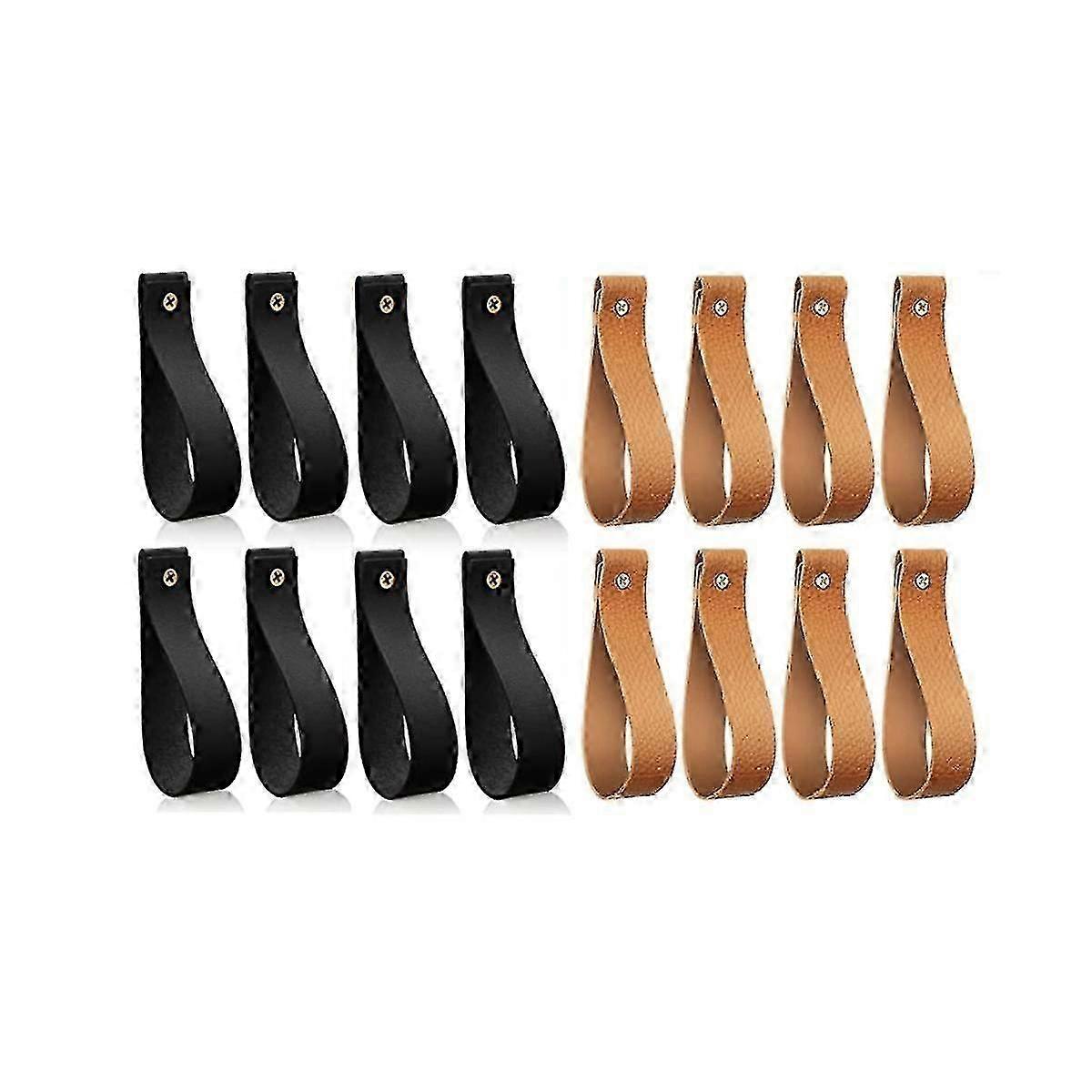 16 Pcs Artificial Leather Wall Hooks Wall Hanging Strap Loop For Hanging Leather Strap Hangers
