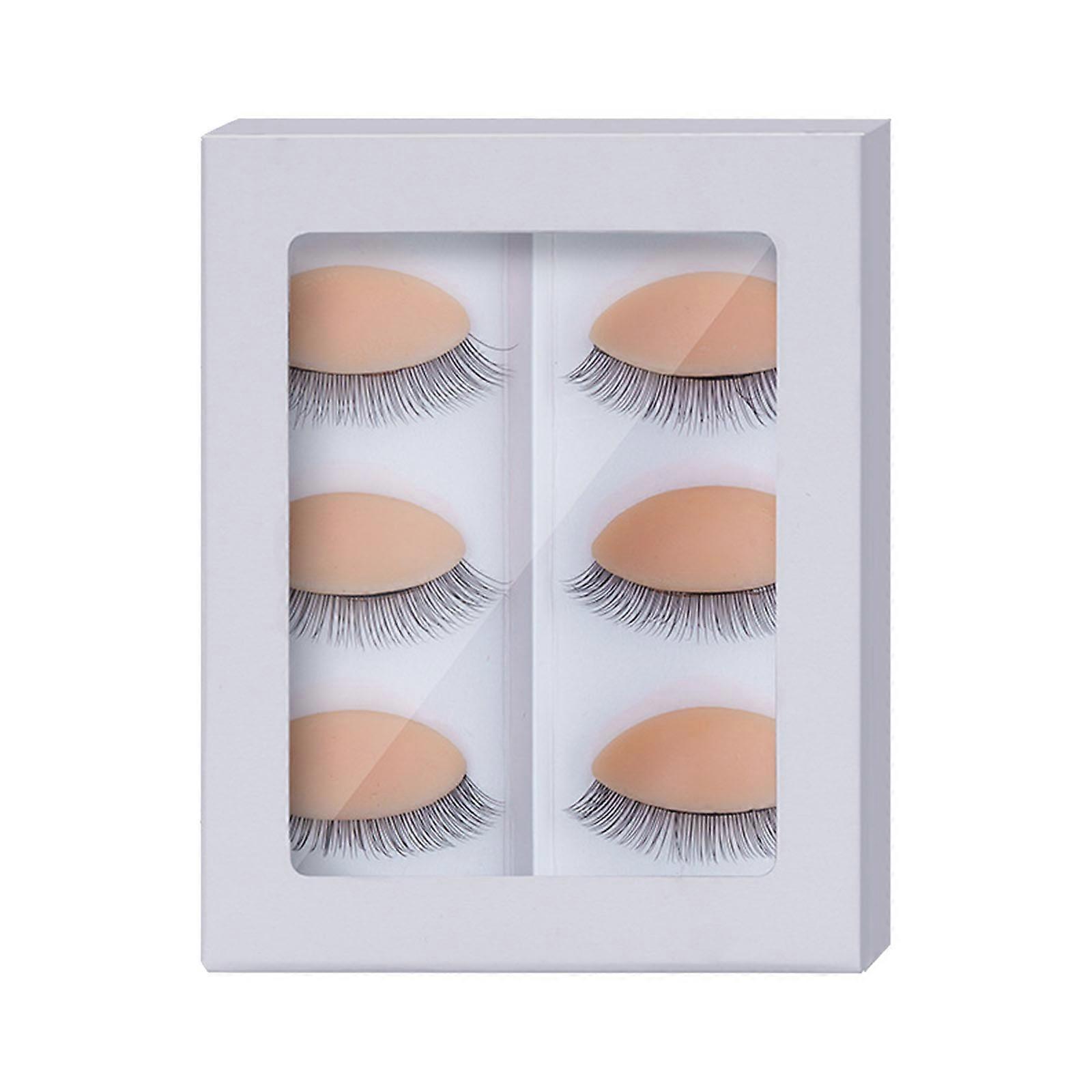 3 Pairs Eyelash Extension Training Strips Silicone Rubber Double Layer Practice Lashes for Mannequin Head Accessories  color