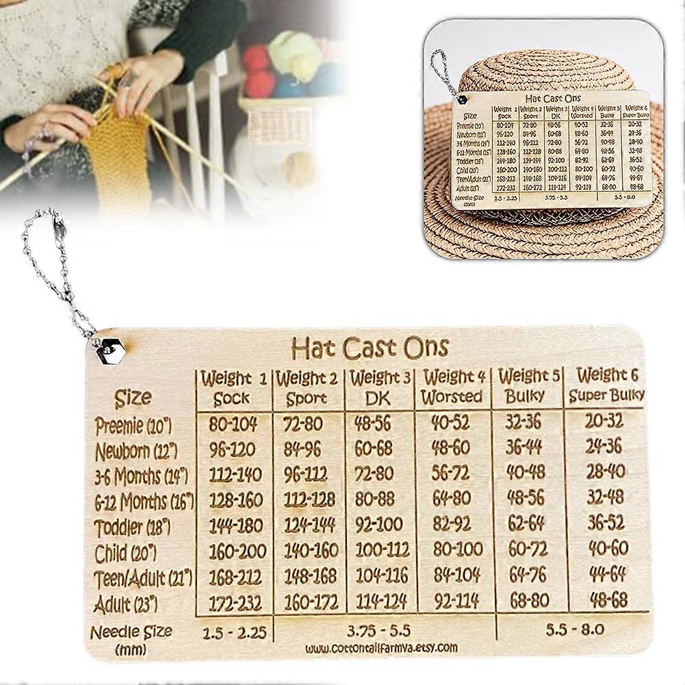 Wooden Hat Cast On Chart Tool Professional Knitting Gauge Highly Precise Easy Stitch Calculator for Knitters Accessories Home Use
