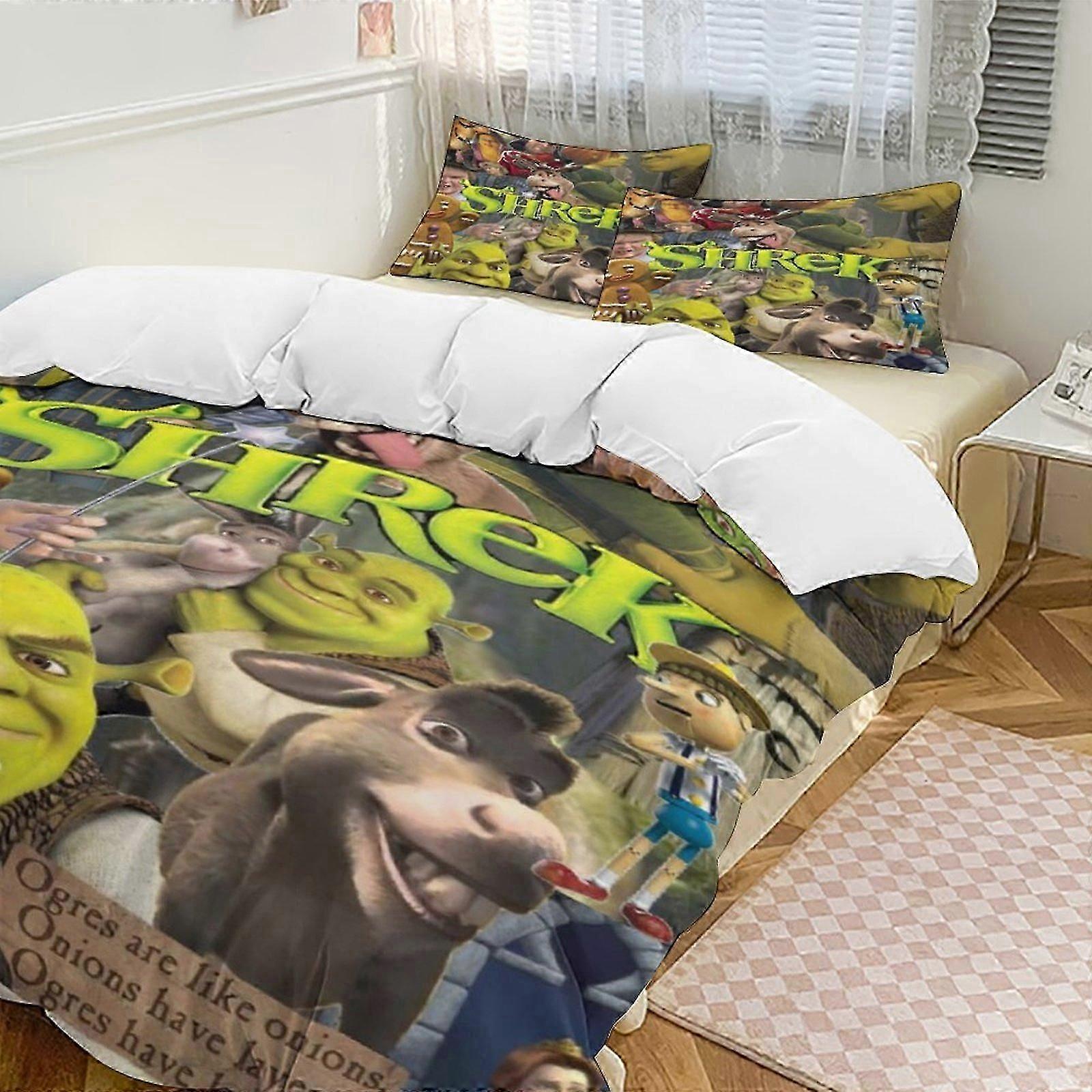 a2078 Lençóis Shrek Conjunto de Cama Capa de Edredão Desenho Animado Tema Quarto Infantil Lençóis iip2078