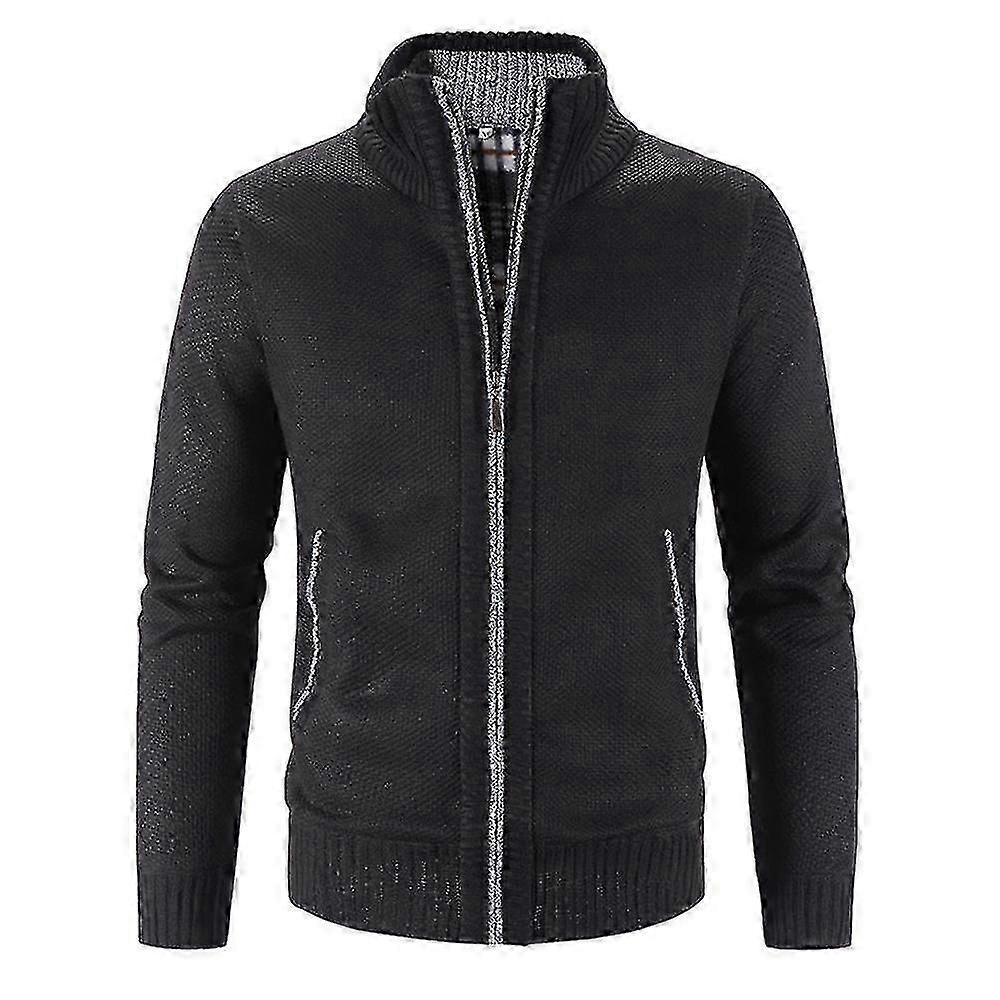 Herren Winter Warm Langarm Solid Zip Strickjacke Casual Pullover Top Coats