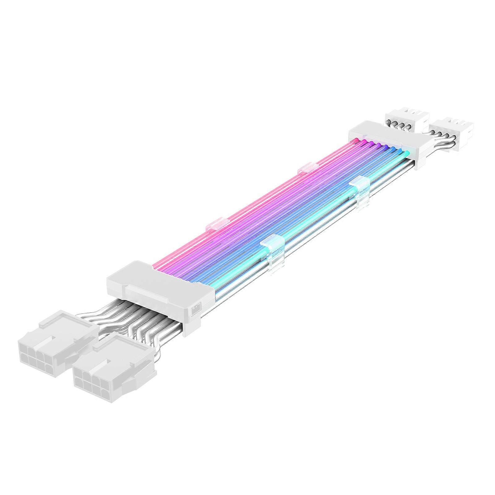 Masaüstü PSU Güç Kaynağı 24Pin ARGB Çift Yönlü Aydınlatma Kablosu 5V3P AURA-3Pin PCI-E GPU 8PinX2 8PinX3 Aktarım Adaptörü Beyaz
