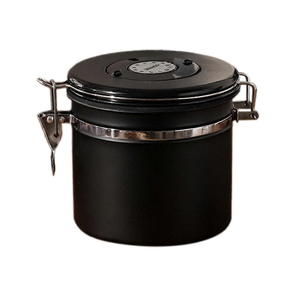 Coffee Canister Airtight Bean Container Storage Box 1.2L Black