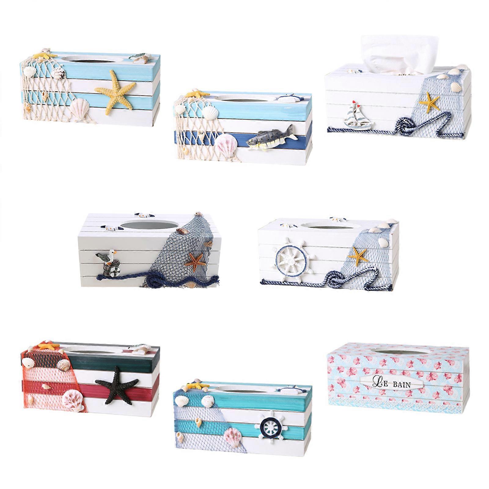 Mediterranean Wooden Tissue Box Napkin Holder Paper Dispenser for Case Home Deco