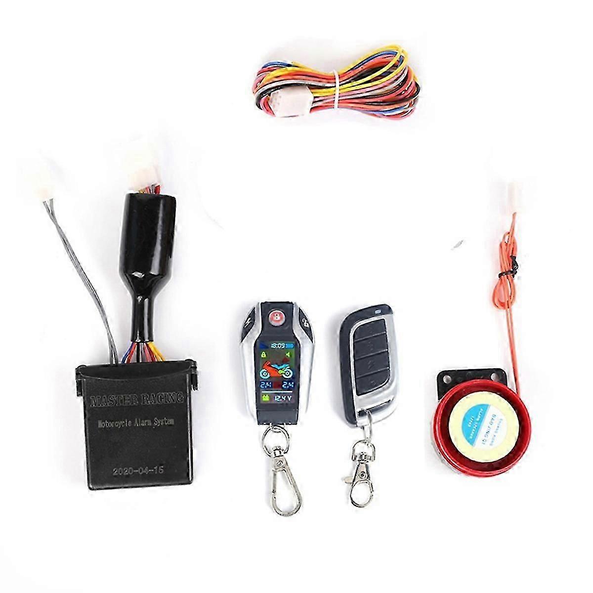 LCD Motorcycle Alarm Auto Lock/Unlock Security System Two AntiTheft Alarms Keyless Engine Start, W
