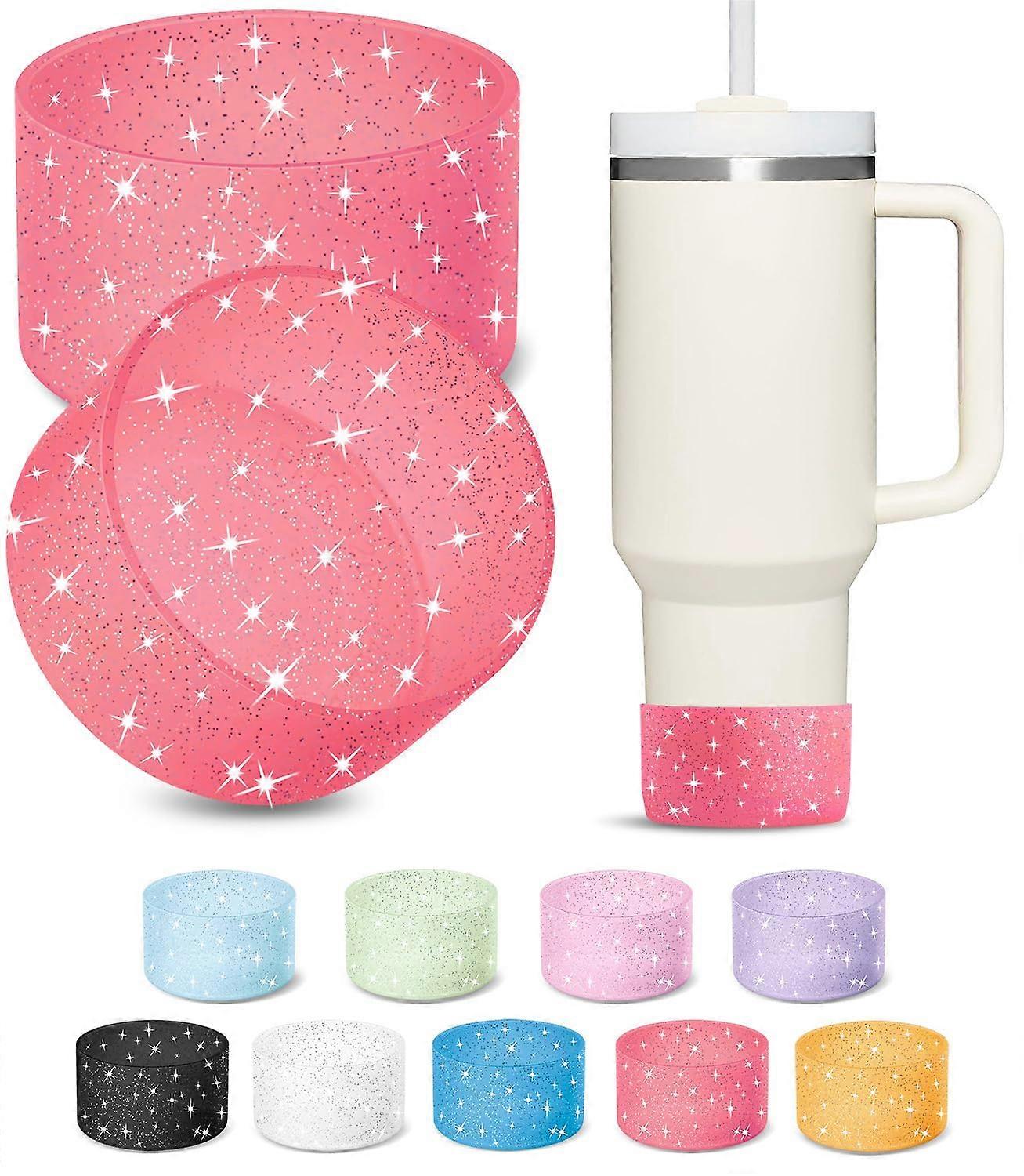 Ktkudy 2 Silvery Silicone Bot Tumbler 20 30 40 Compatible with Oz and Hydro Flask Water Bottle