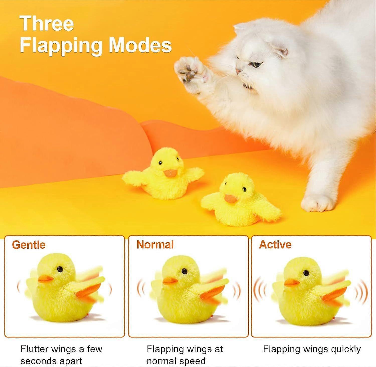 Cat Toy with Catnip, USB Rechargeable Plush Duck Toy, Electronic Interactive Cat Toy with Realistic Duck Sounds, for Chewing, Diversion, Kitten Exerci