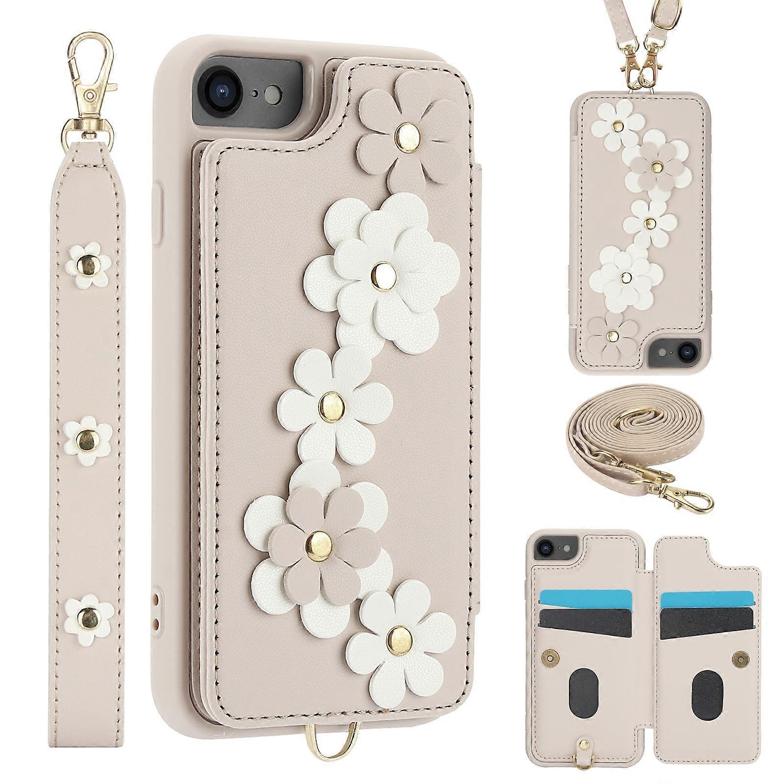 Crossbody Blumenmuster Leder Handyhülle