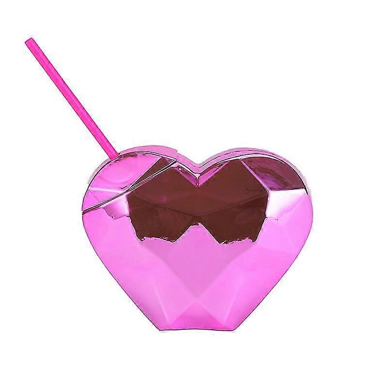 ラブシェイププラスチックストローウォーターボトルクリエイティブ家庭用ミルクティーカップ