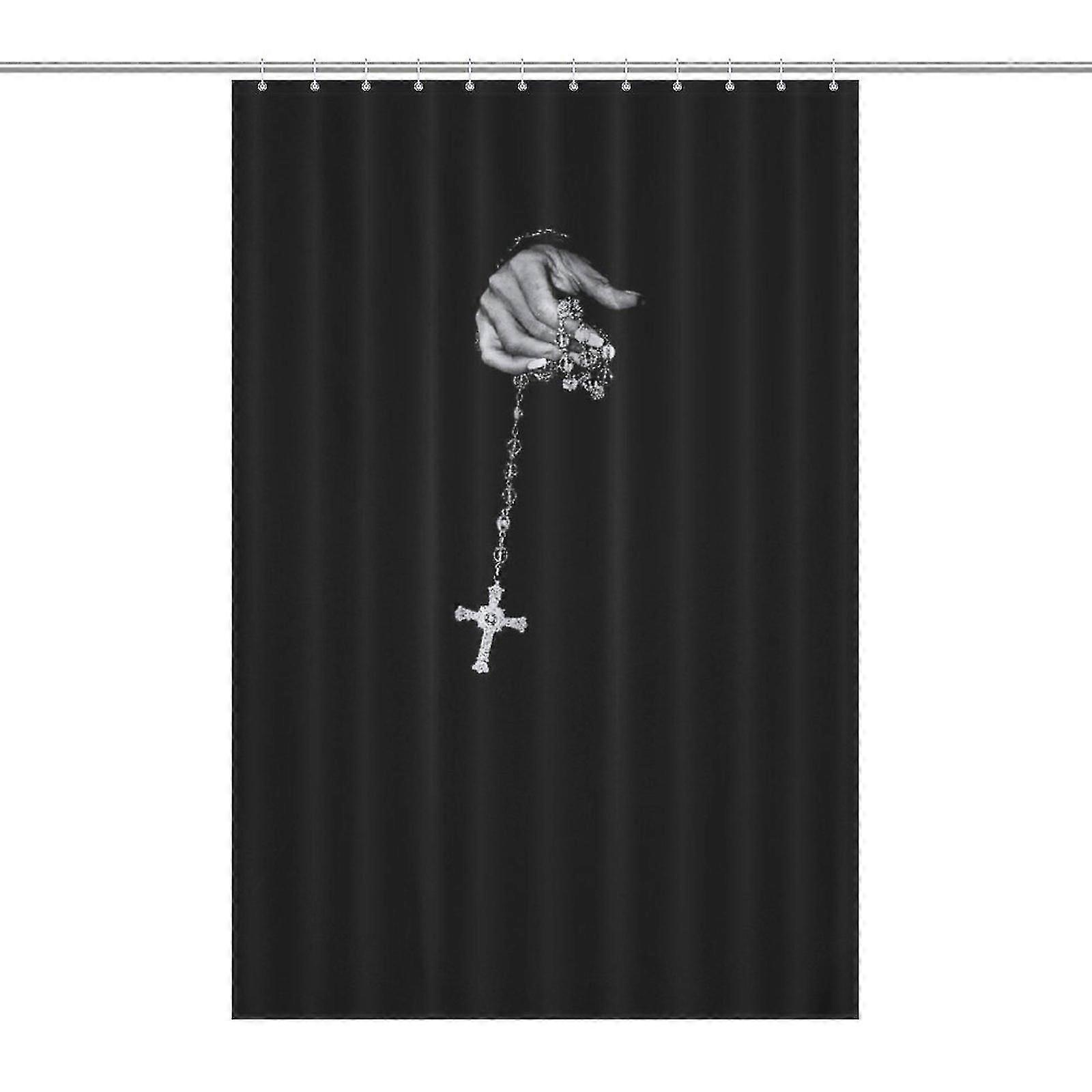 Rosary svartvitt tryckt duschdraperi