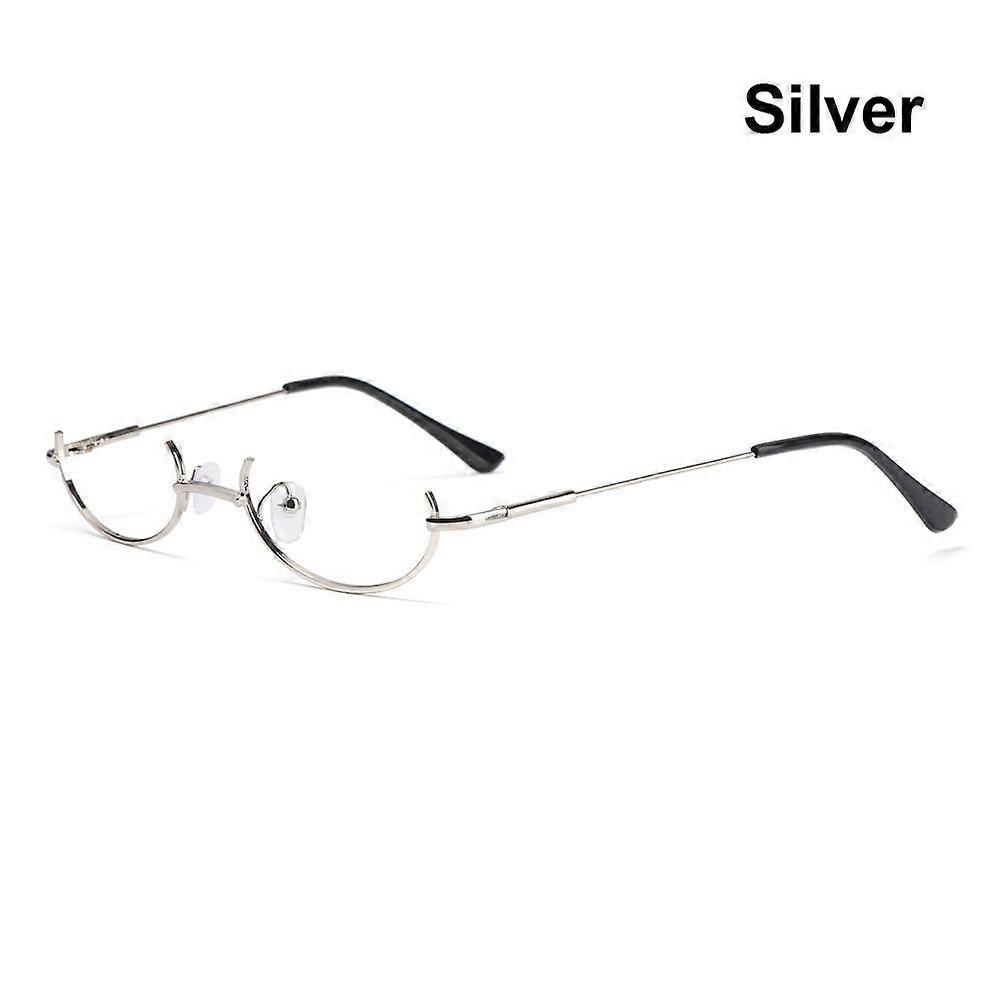 Half Frames Glasses Frame Unisex Vintage Oval No Lens Optical Spectacles Cosplay Photography Decoration Metal Party Eyewear
