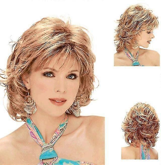 Kvinnor sluttande Bangs Kort Lockig Peruk