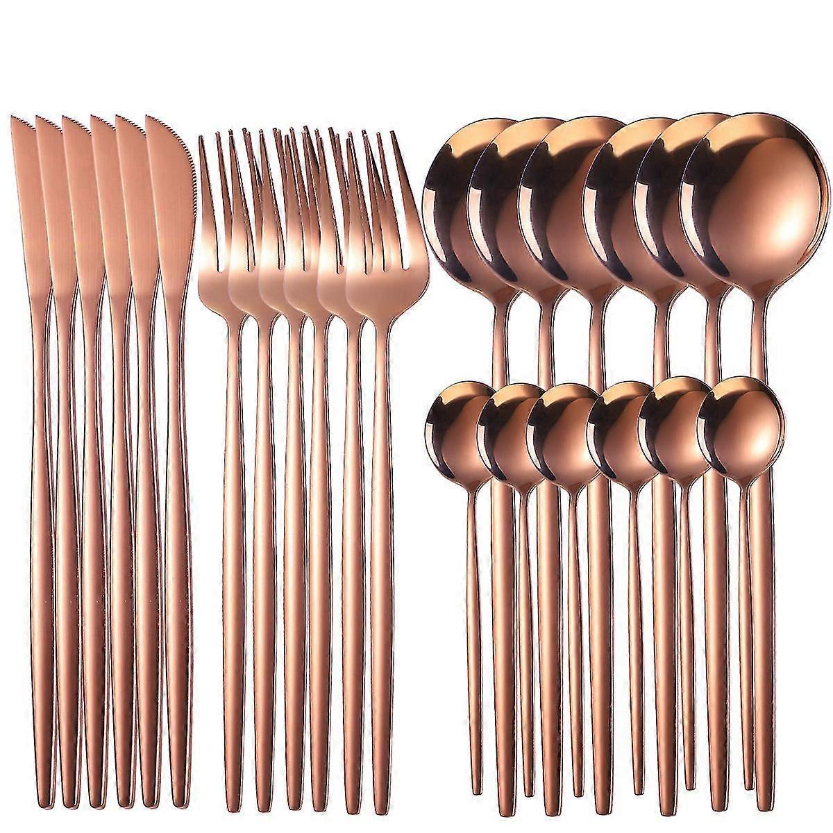 24pcs Cutlery Set Stainless Knife Fork Spoon Flatware Tableware Set