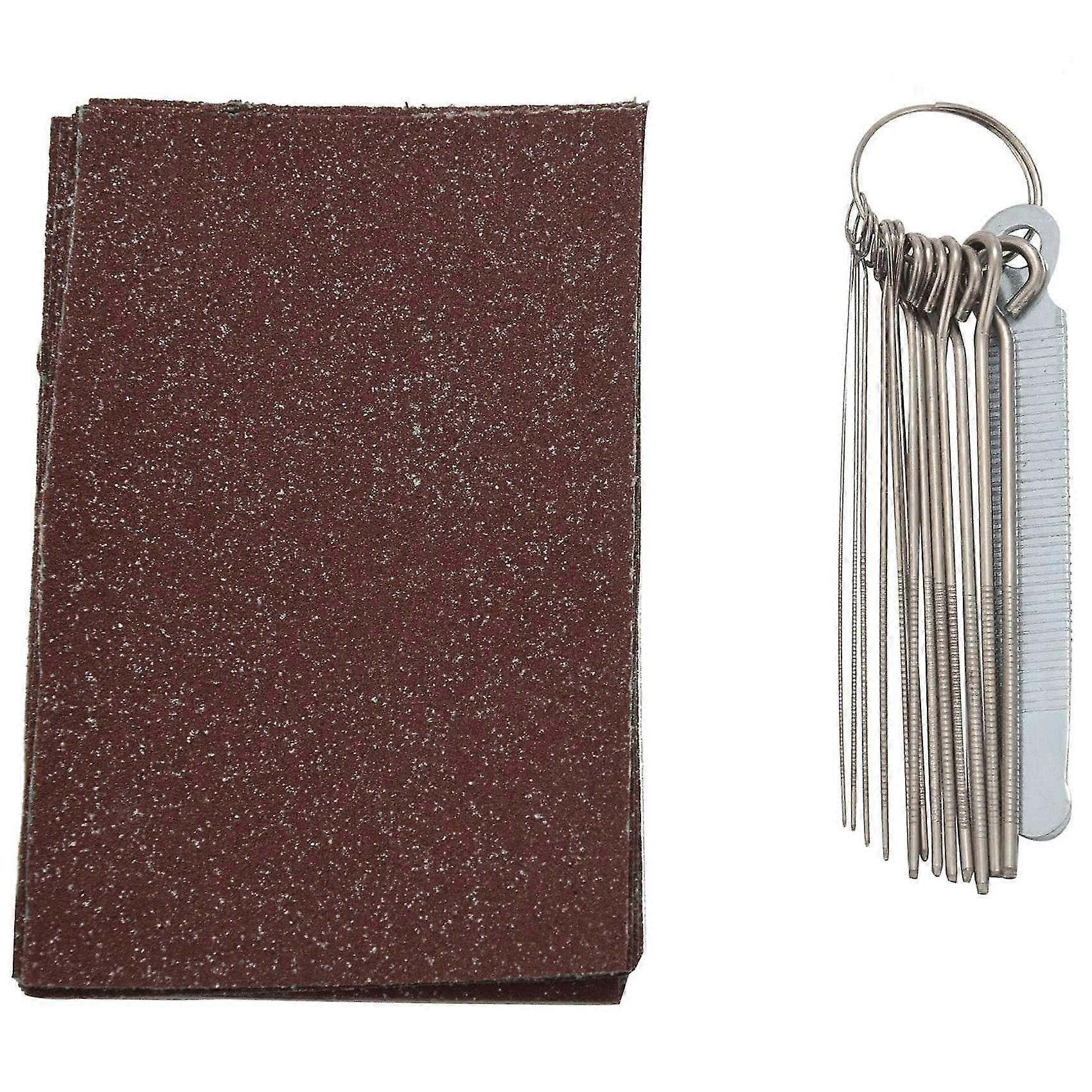 Guitar Bridge Saddle Nut Files Set - 13 Size Needle Files with Circular Section and 9 Pcs Sand Paper