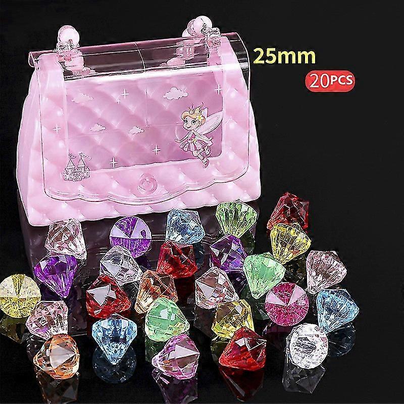 Diving Gem Pool Toy 30 Big Colorful Diamonds With Treasure Pirate Box Swimming -25mm