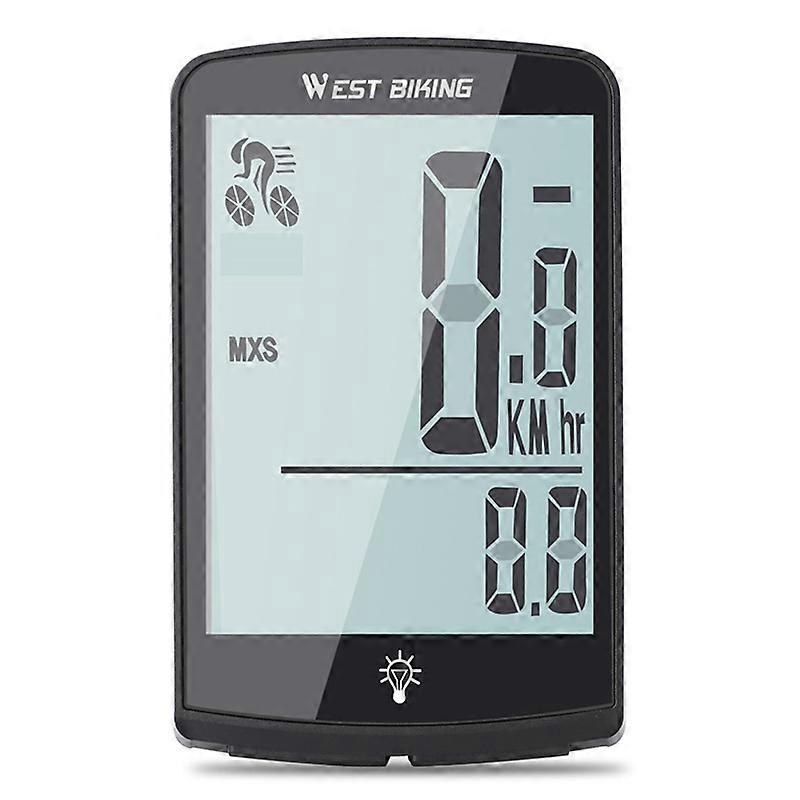 WEST BIKING YP0702100 3.4-inch Large Screen Speedometer Sensor APP Connect Cycling Code Meter for Bi