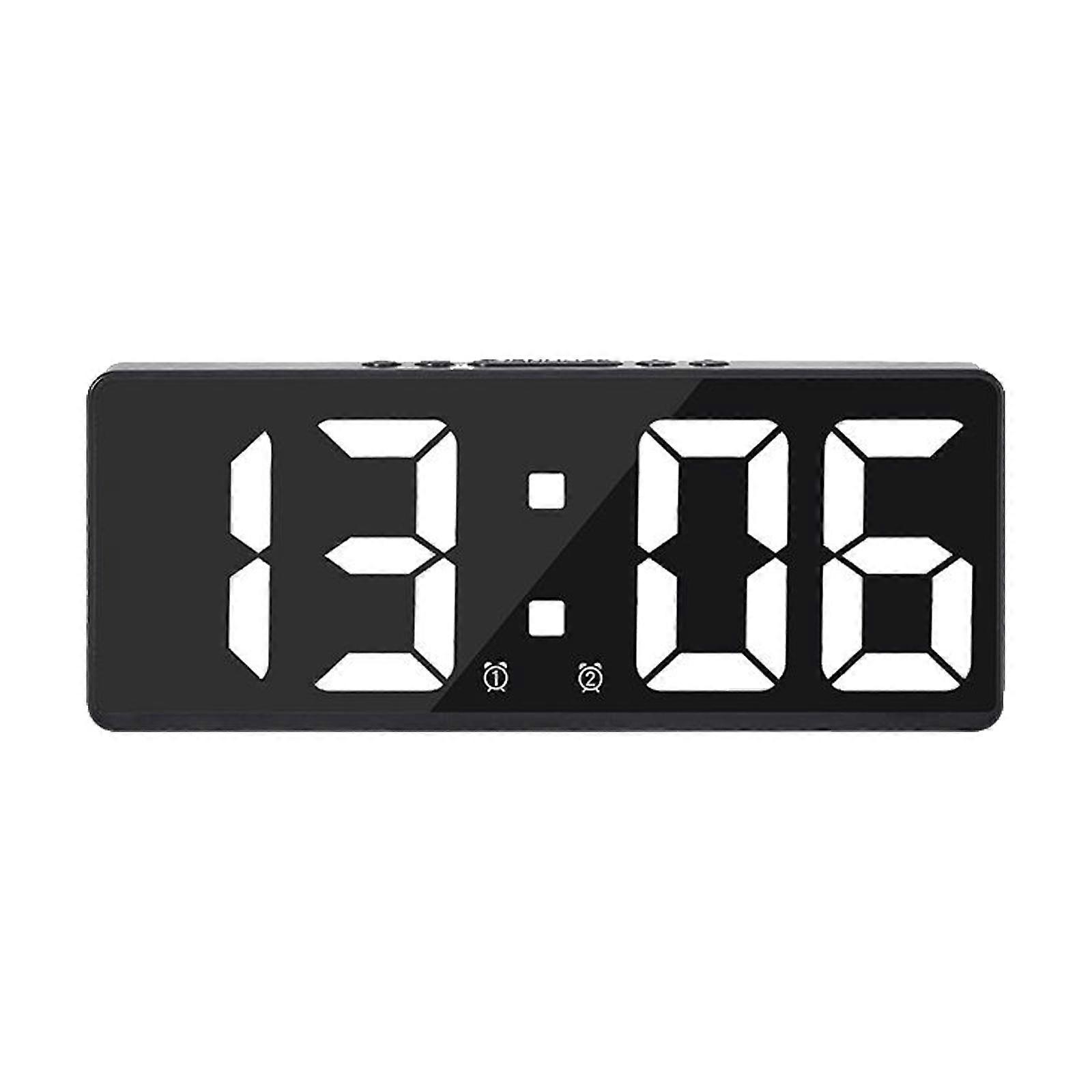 Alarm Clock Large LED Display Table Voice Control Temperature Snooze Function