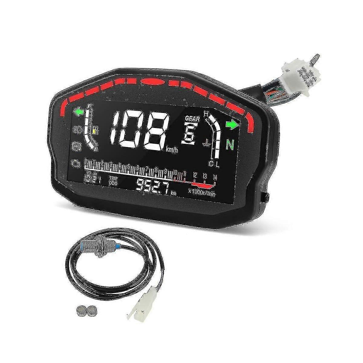 Motorcycle Digital Dash Digital Panel Universal Led Lcd Speedometer Odometer 1,2,4 Cylinders