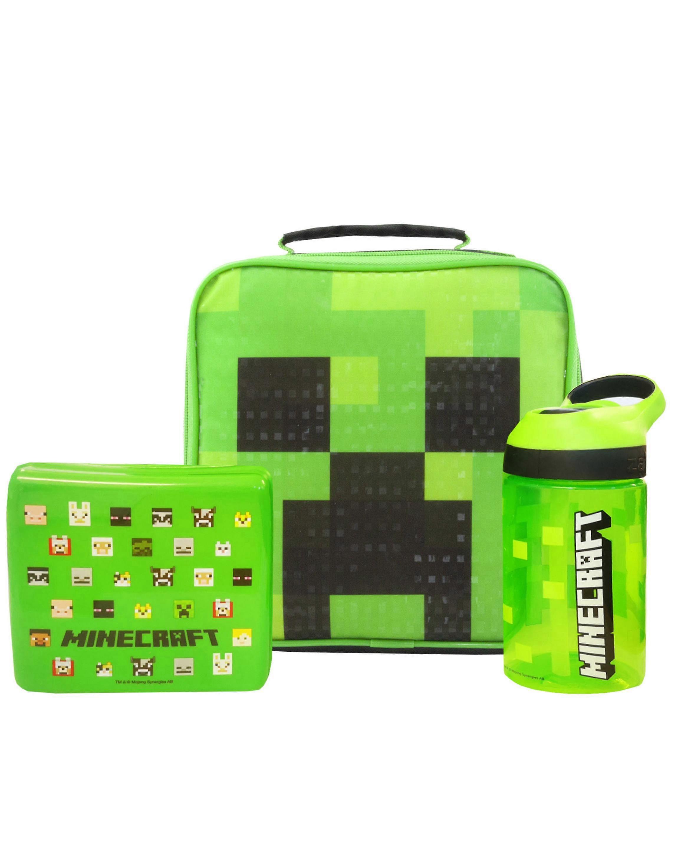 Minecraft Boys 午餐袋瓶和零食锅绿色爬行者 - 均码