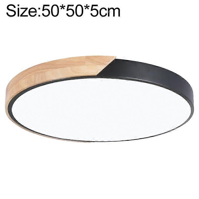 Wood Macaron LED Round Ceiling Lamp, 3-Colors Light, Size:50cm
