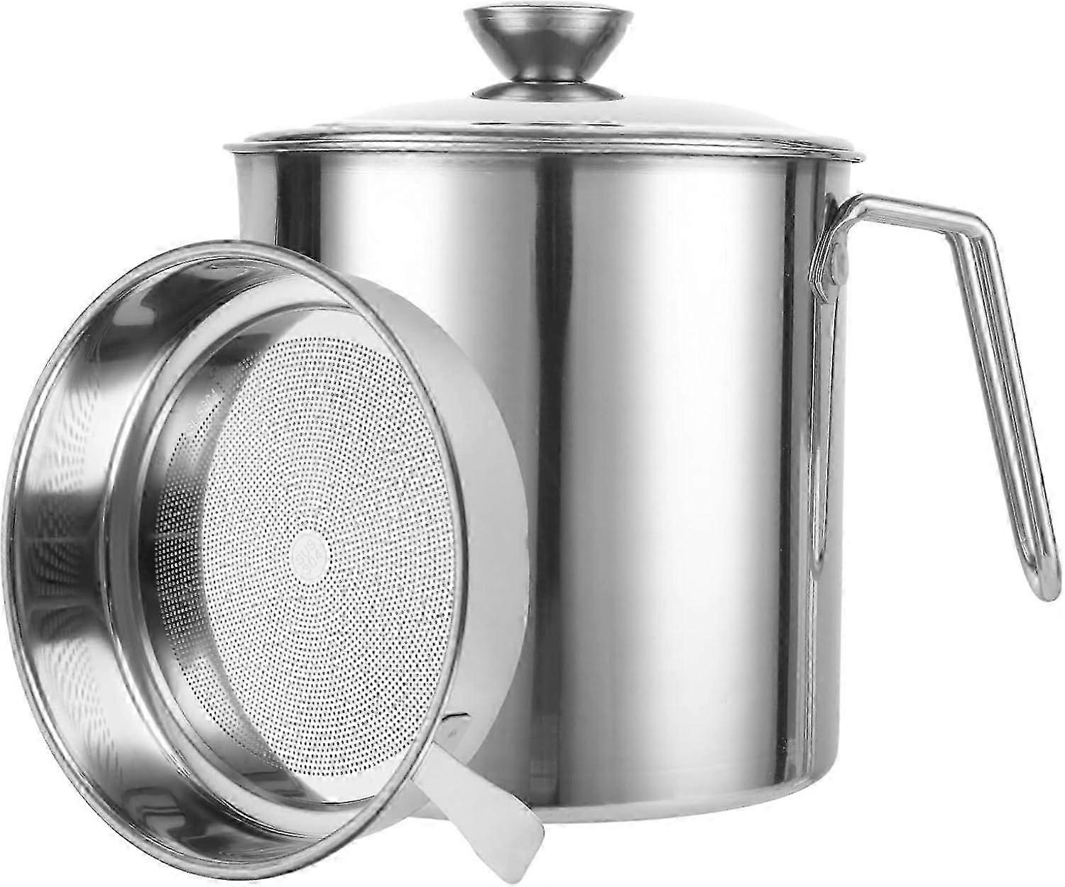 1 Pcs 1.8 L / 60 oz Bacon Grease Saver with Strainer, 304 Stainless Steel Bacon