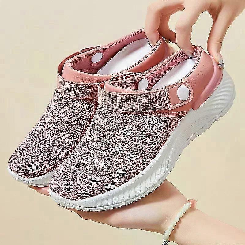 Sommar Nya Damskor Mode Casual Andningsfunktion Meskor Tofflor Skor En Slip-on Half Support Skor Damskor