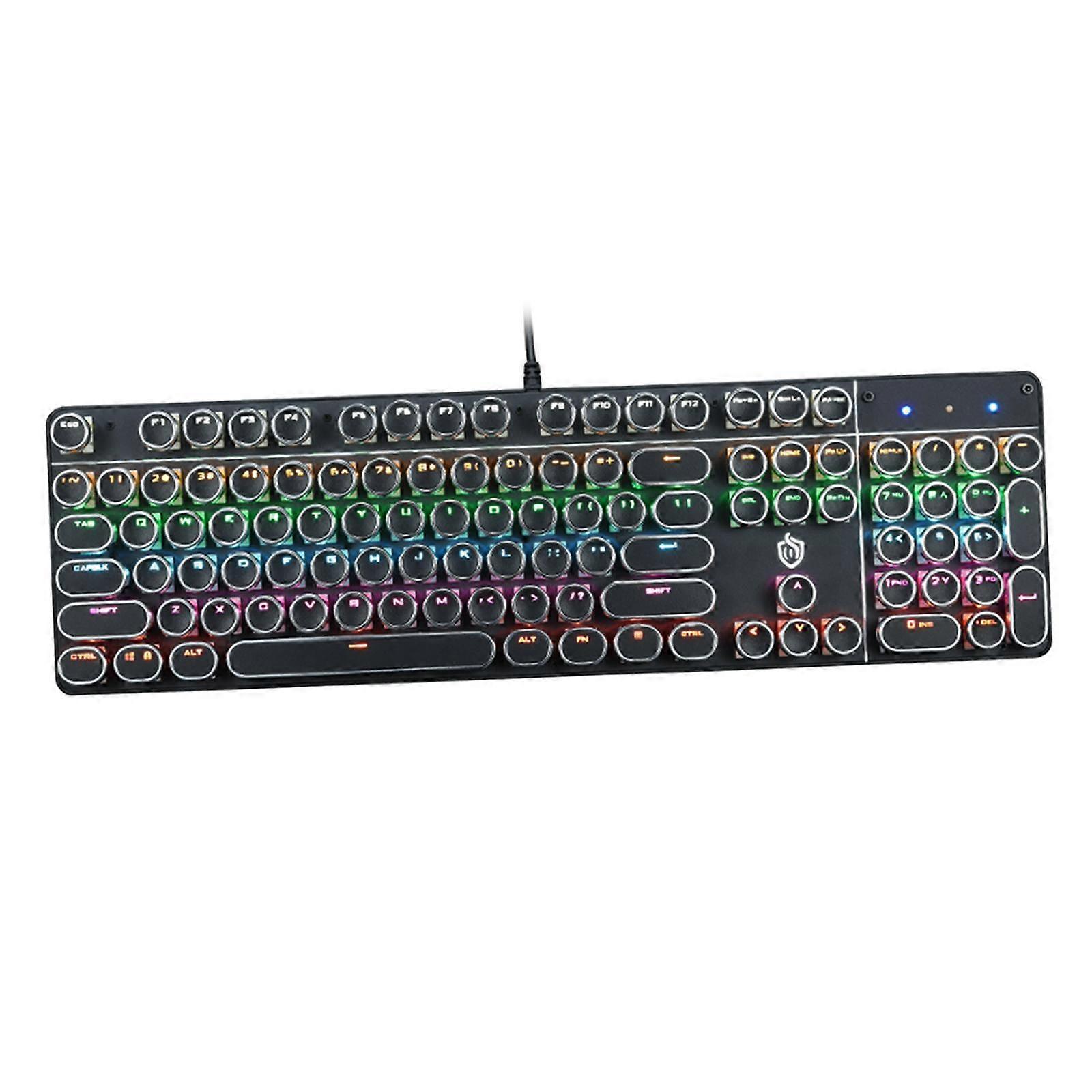 Punk Mechanical Gaming Keyboard USB Wired Keyboard with Rainbow Backlit 104 Keys