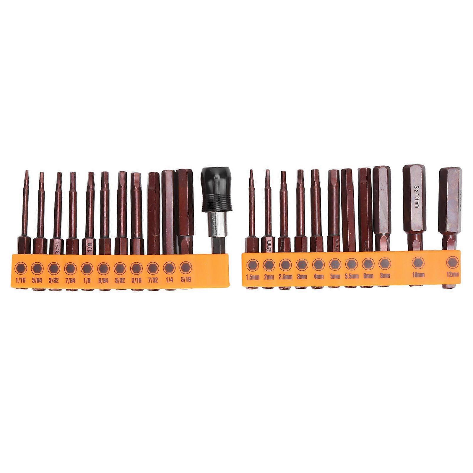High quality  23pc metric and imperial hexagonal red screwdriver bit 60mm long