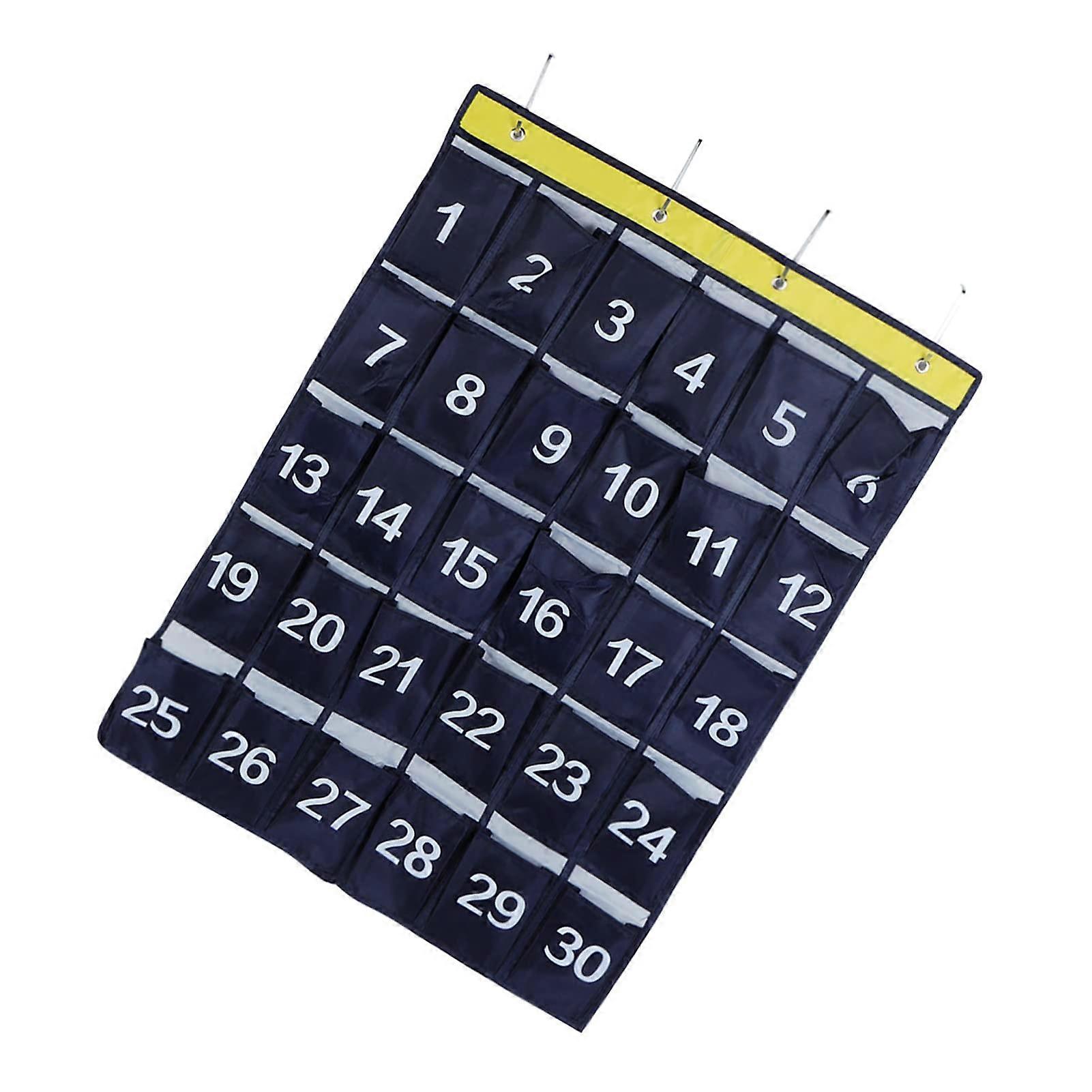 30 pieces wall storage bag, phone holder with numbers, navy blue