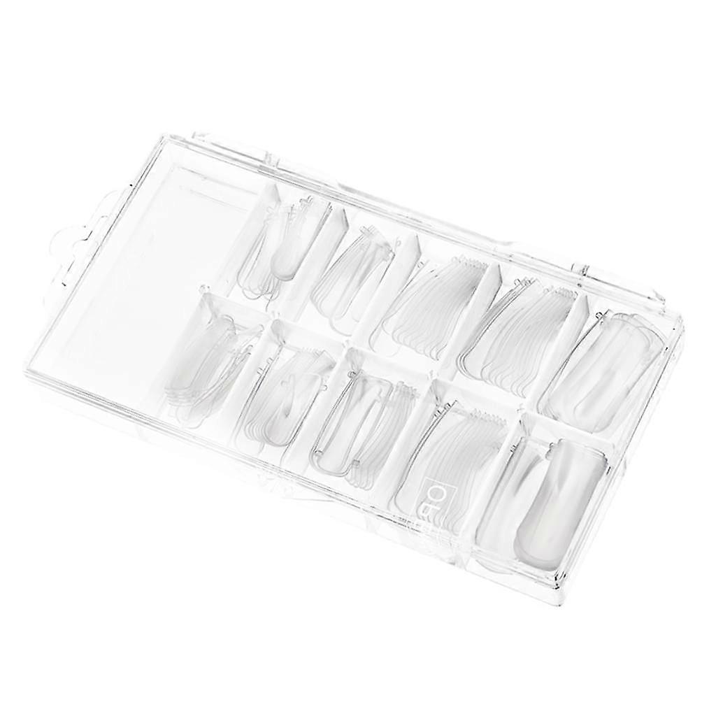 100Pcs Coffin Nails Fully Covering Transparent Artificial Nails