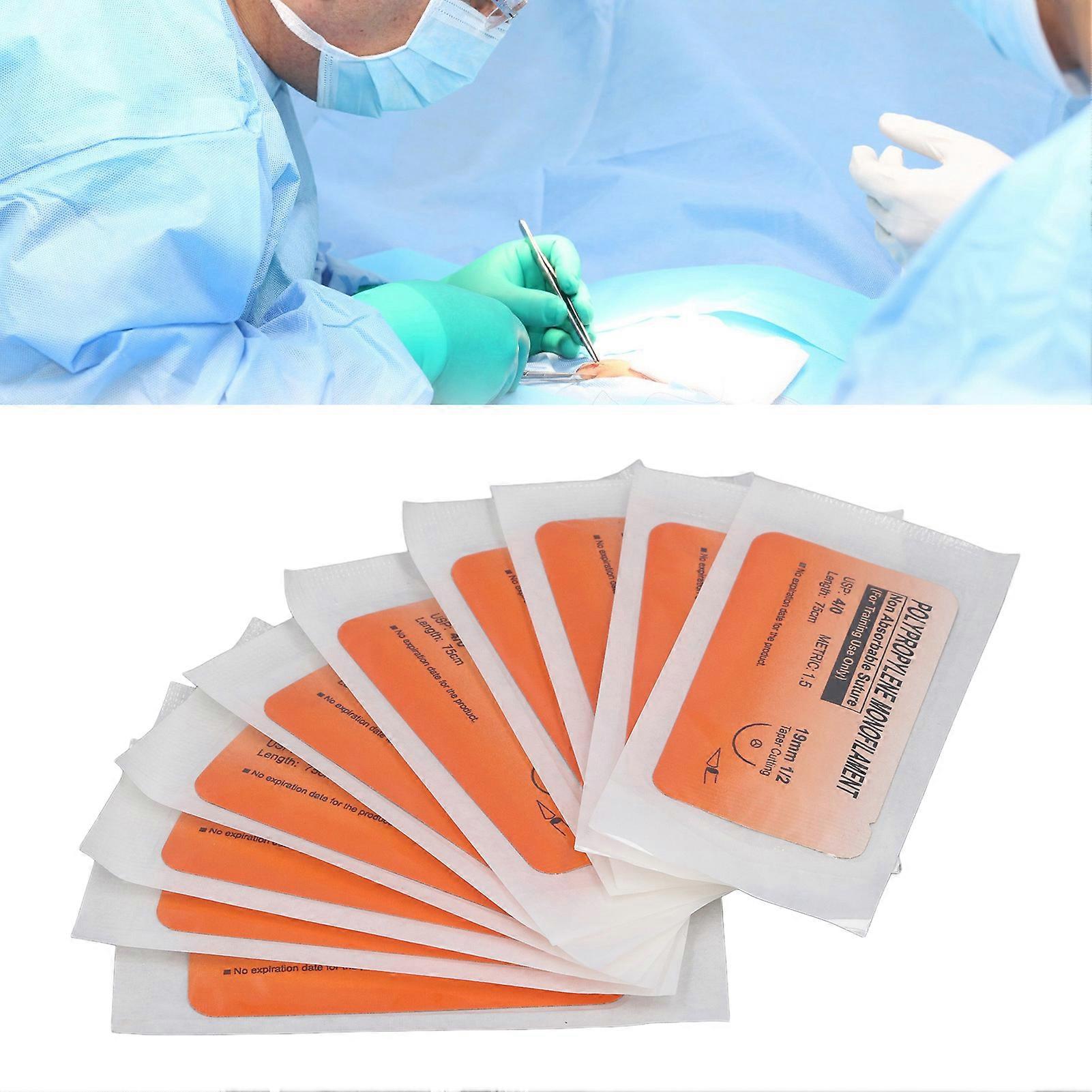 10 Bags Practice Sutures Thread with Needle Prevent Breakage Polyester Suture Kit for Biology Classes Laboratory