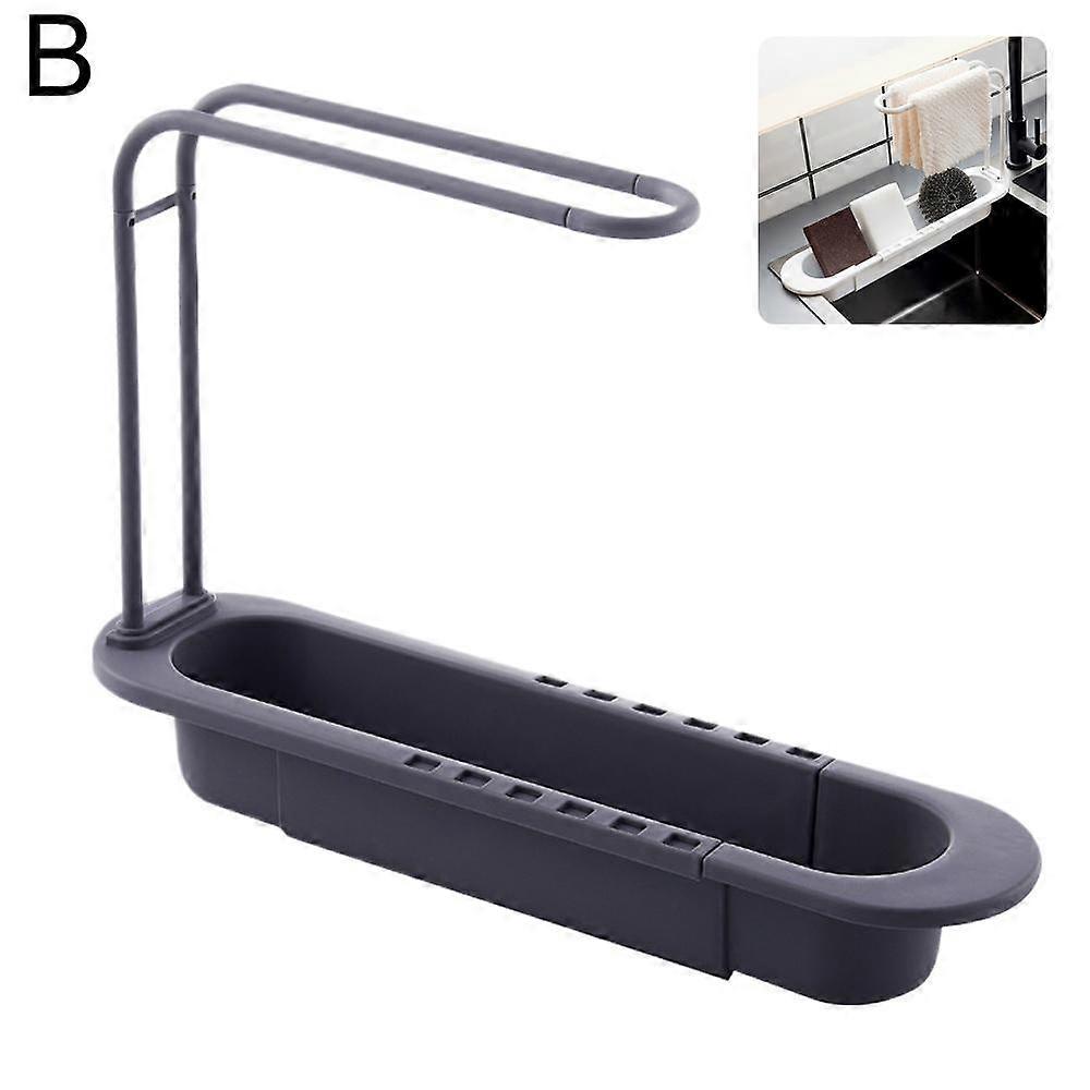 Gray (B) $Retractable drain basket plastic basket household cleaning storage kitchen sink multifunctional basket artifact