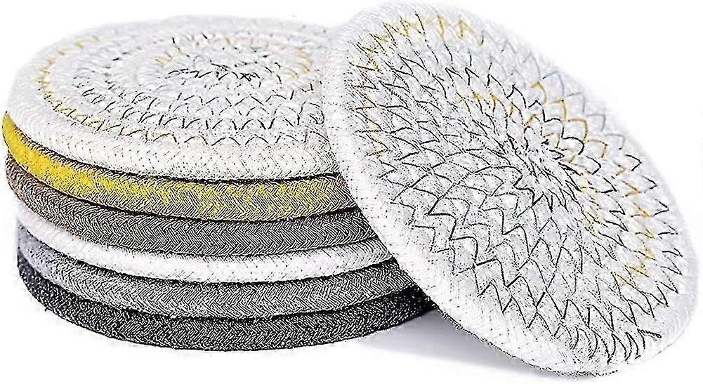 Absorbent Braided Drink Coasters 6 Pack - Super Absorbent Handmade