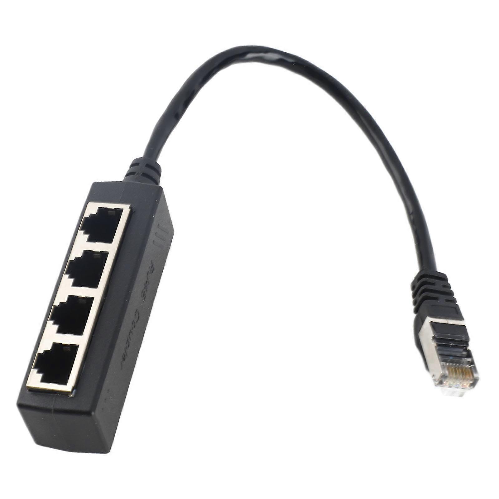 to 4 Port RJ45 Splitter Adapter, Smooth Transmission, Excellent Connection, Network Cable Adapter