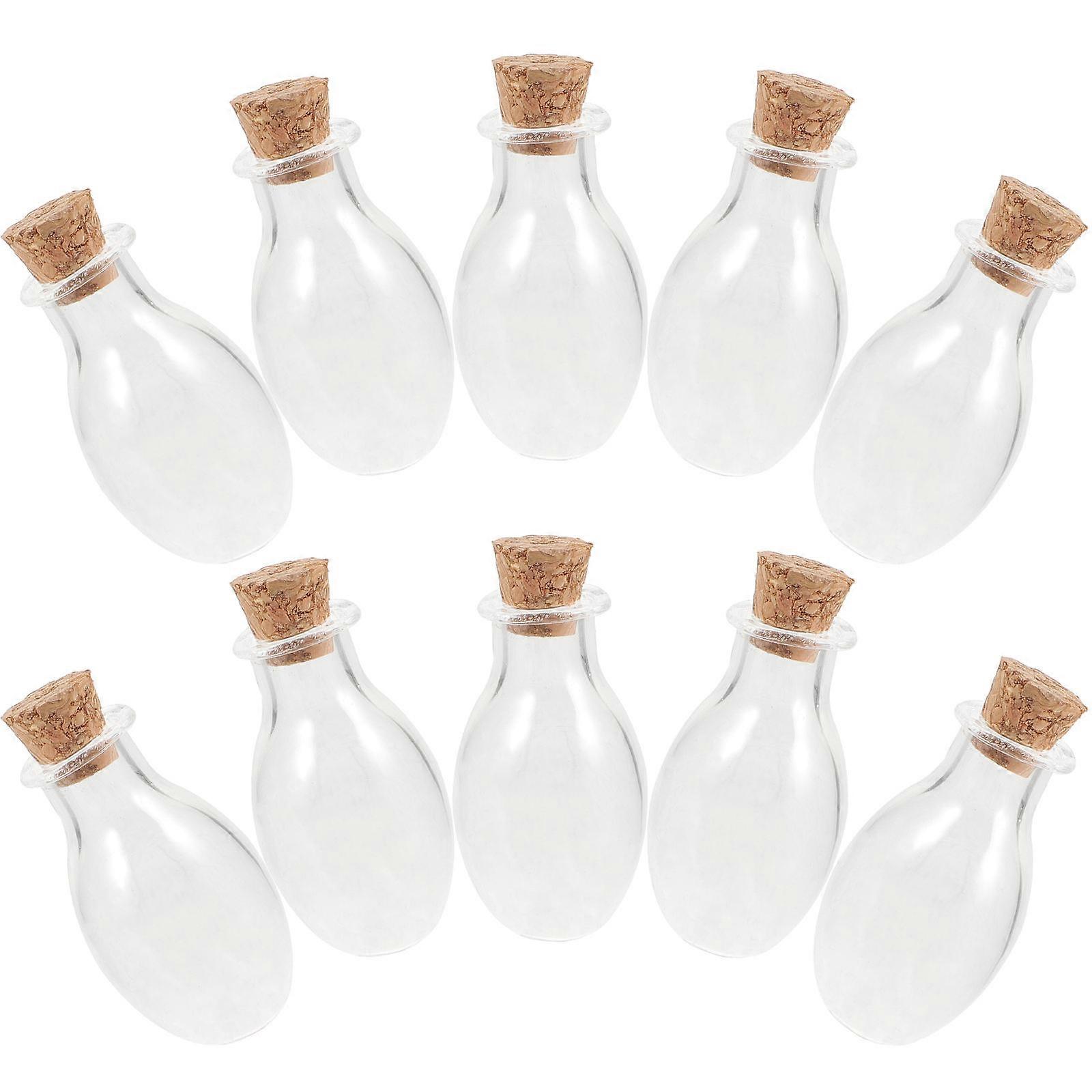 Tiny Bottles Glass Storage Bottle For Decoration Clear Bottles With Caps 10Pcs