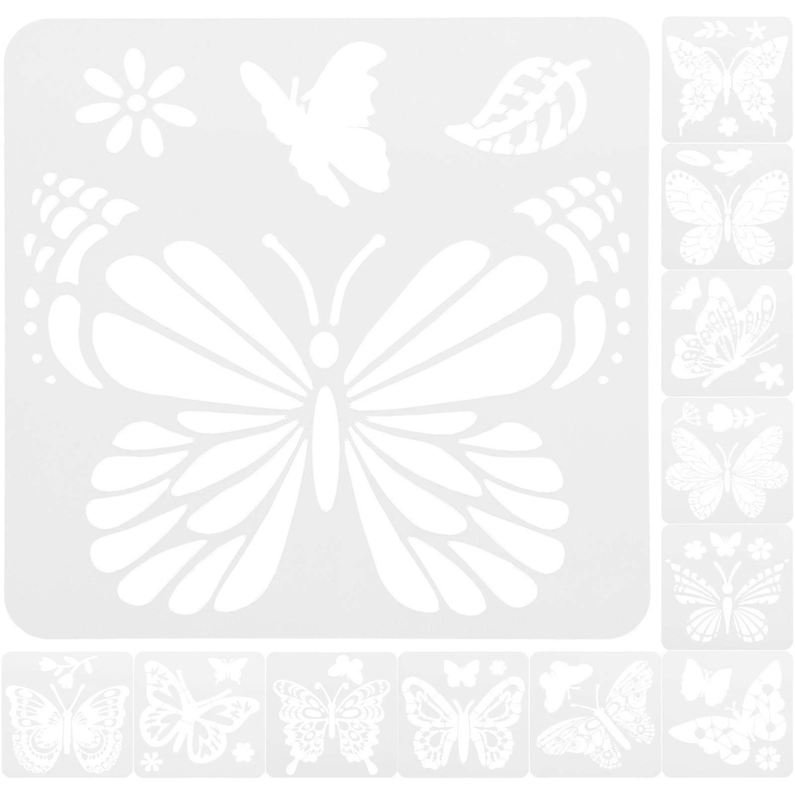 12PCS Hollow Butterfly Drawing Stencils Durable & Reusable Painting Templates for DIY Crafts, Wall Art, and Diary Decoration for Teens