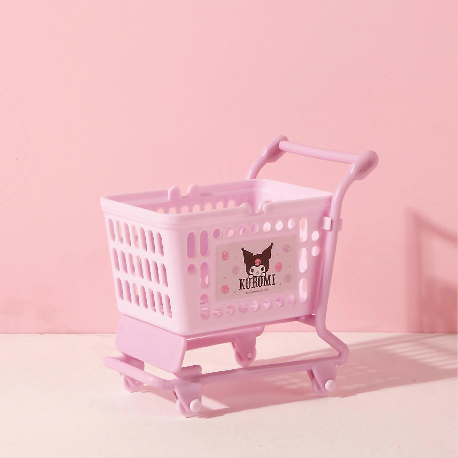 Mini Shopping Cart Stroller Cartoon Pattern Supermarket Handcart Storage Toy Desktop Ornament Organizer
