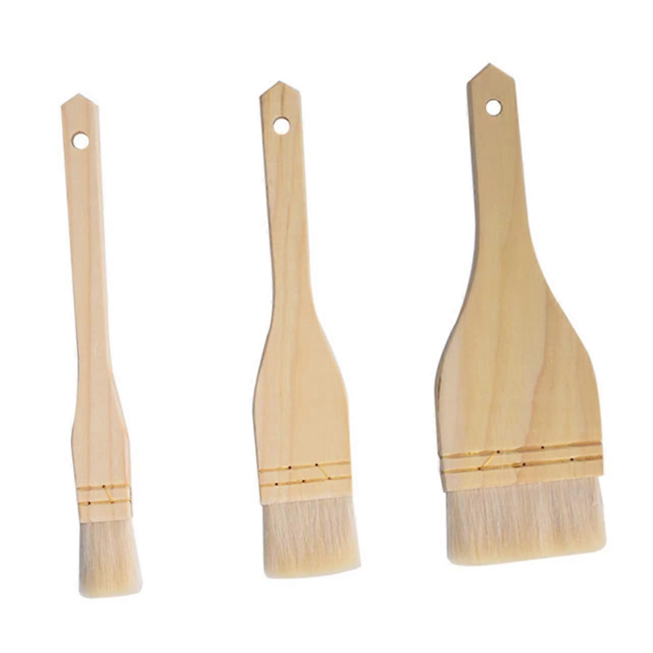 Wool Brush Set of 3, Versatile Bread, Sauce, and Grill Basting Brushes, Beige Color, Household Baking Tools