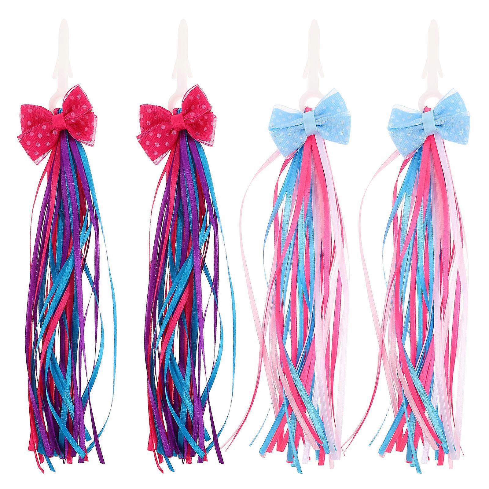 4pcs Colorful Bike Handlebar Streamers Ribbons for Bicycles Scooters Fun Wind Activated Tassels Vibrant Decorations Easy to Attach for Boys